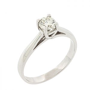 Λευκόχρυσο μονόπετρο δαχτυλίδι 18 καράτια με διαμάντι GIA 0.34ct χρωματος D. RD19286