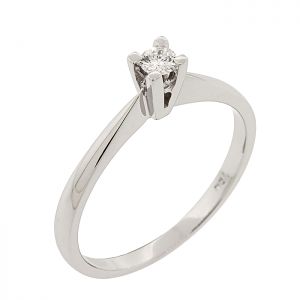 Λευκόχρυσο μονόπετρο δαχτυλίδι 18 καράτια με διαμάντι 0.08ct. RD19308