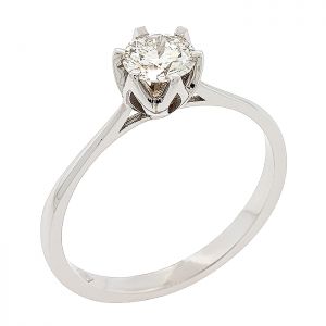 Μονόπετρο δαχτυλίδι λευκόχρυσο 18 καράτια με διαμάντι 0.50ct. RD19701