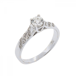 Μονόπετρο λευκόχρυσο δαχτυλίδι 18Κ με διαμάντι GIA 0.34ct. RD19933