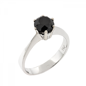 Λευκόχρυσο μονόπετρο δαχτυλίδι 18 καράτια με μαύρο διαμάντι 1.45ct. RD20047