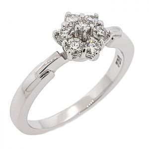 Λευκόχρυσο δαχτυλίδι 18 καράτια ροζέτα με διαμάντια 0.38ct. RL2006