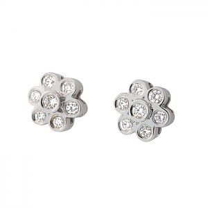 Σκουλαρίκια λευκόχρυσα ροζέτες με διαμάντια 0.31ct σε 18 καράτια. SK20121
