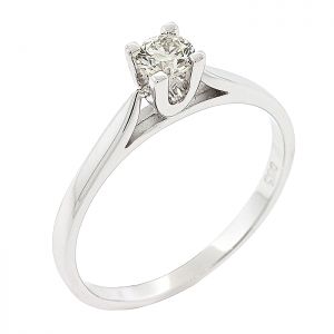 Λευκόχρυσο μονόπετρο δαχτυλίδι 14 καράτια με διαμάντι 0.21ct. RD20301
