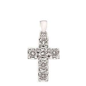 Κλασικός εξάπετρος μπριγιαντένιος σταυρός σε 18 καράτια με διαμάντια 0.95ct. CR2627