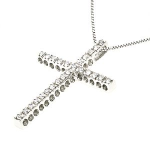 Λευκόχρυσος σταυρός με διαμάντια 0.26ct σε 18 καράτια. CR2636