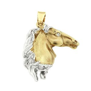 Χρυσό κρεμαστό με απεικονιση κεφαλι αλογου σε 14 καράτια. ΜG3034