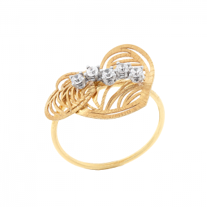 Χρυσό χειρoποίητο δαχτυλίδι καρδιά με ματ φινίρισμα 14 καράτια. RΚ3401