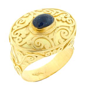 Χρυσό χειροποίητο δαχτυλίδι 18 καράτια με ζαφείρι. RK3977