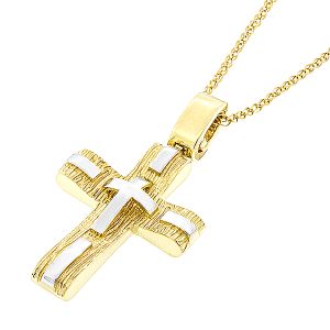 Ιδιαίτερος χρυσός σταυρός με αλυσίδα σε 14 καράτια CRA5013