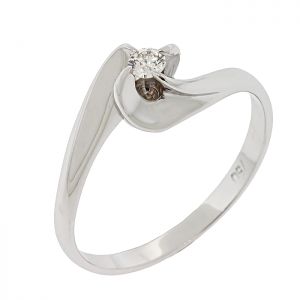Λευκόχρυσο μονόπετρο δαχτυλίδι 18 καράτια με διαμάντι 0.08ct. RD05736