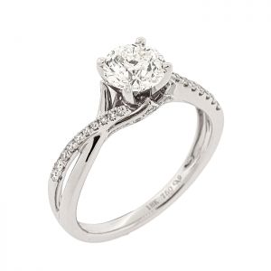 Λευκόχρυσο μονόπετρο δαχτυλίδι με πιστοποιημένο διαμάντι 0.90ct από το IGI. RD05813