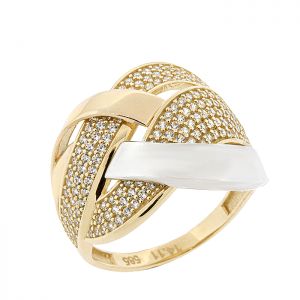 Δαχτυλίδι χρυσό 14 καράτια διχρωμο με ζιργκόν. RΖ5916