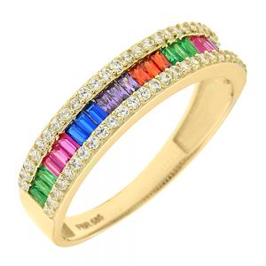 Χρυσό  δαχτυλίδι rainbow colors σε 14 καράτια.RZ18676