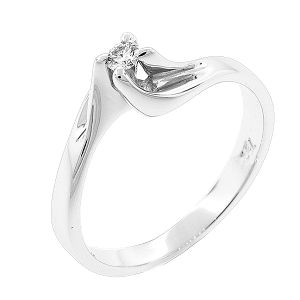 Μονόπετρο δαχτυλίδι λευκόχρυσο 18 καρατιών με διαμάντι 0.10ct. RD15623