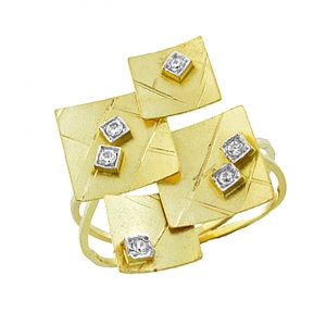 Περίτεχνο ματ χειροποίητο δαχτύλιδι με διαμάντια σε 18 καράτια.RK7144