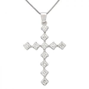 Λευκόχρυσος σταυρός με διαμάντια 0.64ct σε 18 καράτια. CR07173