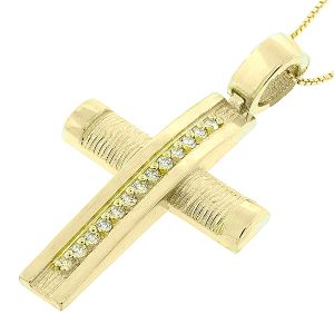 Γυναικείος χρυσός σταυρός με διαμάντια 0.10ct σε 18 καράτια. CR7895