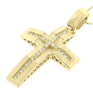 Χρυσός σταυρός σε 18 καράτια με διαμάντια 0.16ct. CR7896