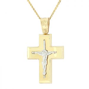 Εντυπωσιακός χρυσός ανδρικός σταυρός με τον Εσταυρωμένο σε 14 καράτια. CRA8685