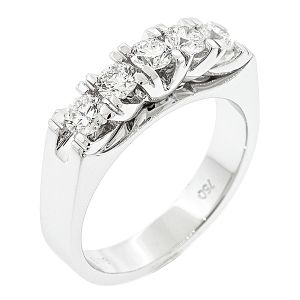 Λευκόχρυσο πεντάπετρο σειρέ δαχτυλίδι K18 με διαμάντια 0.72ct.RL9090