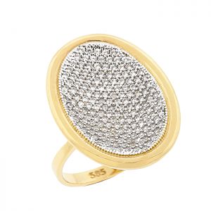 Εντυπωσιακό δαχτυλίδι δίχρωμο χρυσό 14 καράτια  με ζιργκόν. RΖ9864