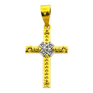 Μοναδικός χρυσός χειροποίητος και λευκόχρυσος σταυρός σε 22 καράτια με διαμάντια. CRK944
