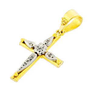 Μοναδικός χειροποίητος βυζαντινός σταυρός σε χρυσό 22 καρατίων με διαμάντια. CR0945