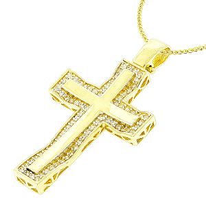 Κομψός Χρυσός γυναικείος σταυρός σε 14 καράτια. CRS0375