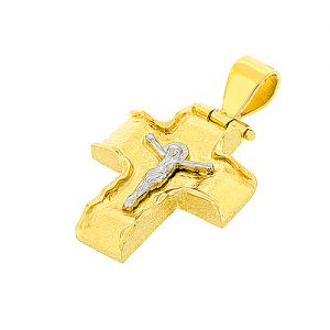 Εντυπωσιακός χρυσός σταυρός με τον Εσταυρωμένο σε 14 καράτια CRA0655